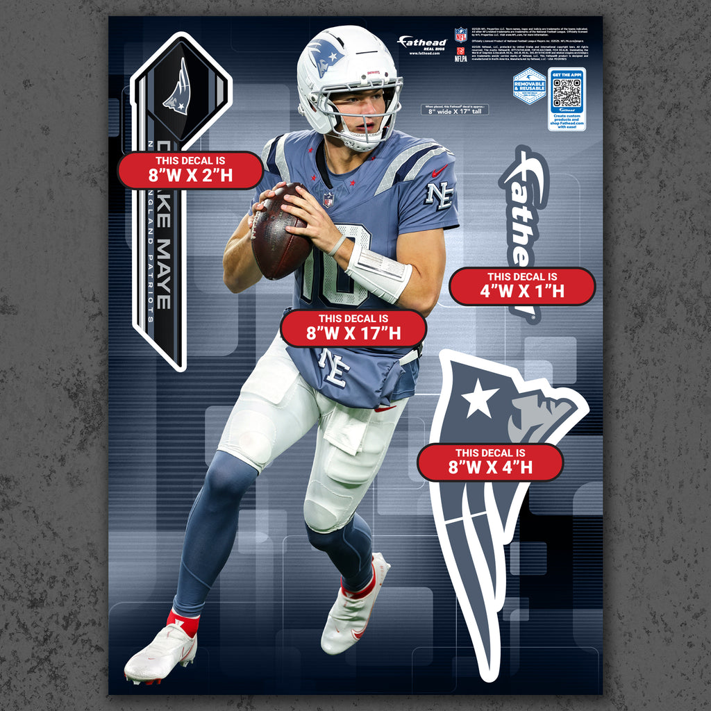 Drake Maye - RealBig Rivalry Uniform Collection - Official NFL - New E ...