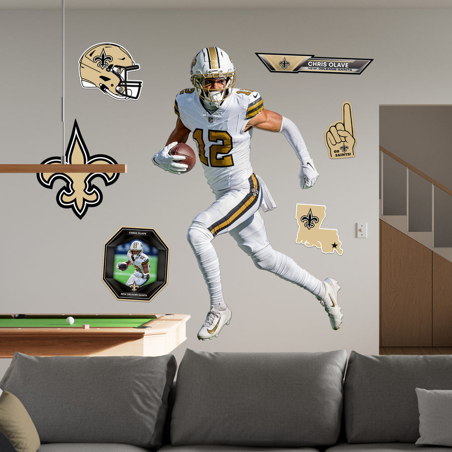 Chris Olave - RealBig Alternate Collection - Official NFL - New Orleans Saints - Reusable Vinyl Wall Decals