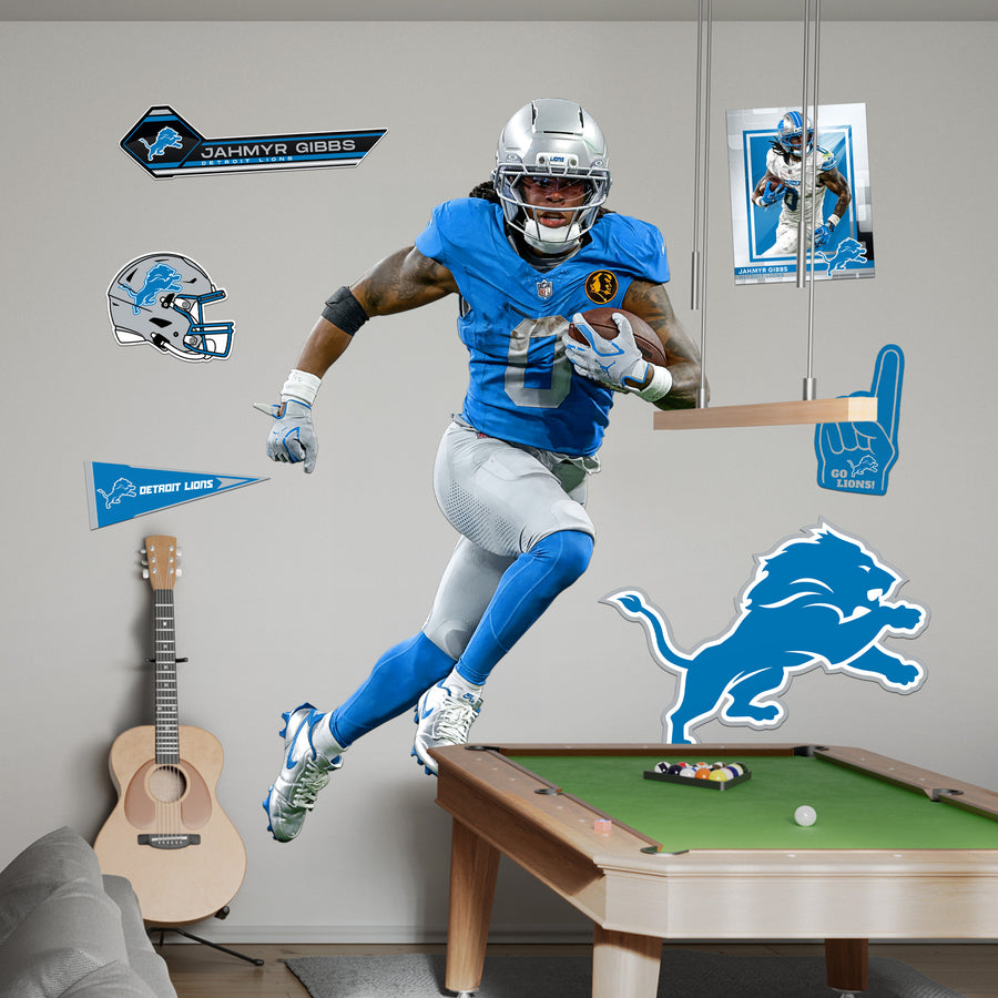 Jahmyr Gibbs - RealBig Throwback Collection - Official NFL - Detroit Lions - Reusable Vinyl Wall Decals