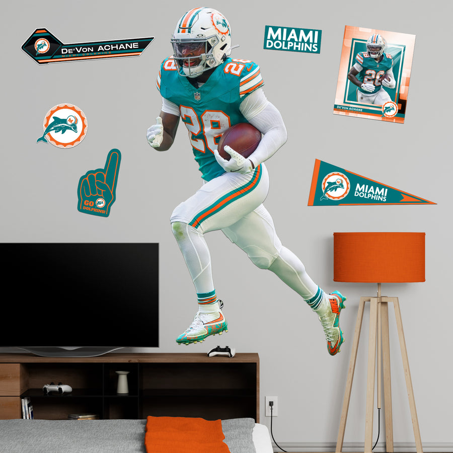 De'Von Achane - RealBig Throwback Collection - Official NFL - Miami Dolphins - Reusable Vinyl Wall Decals