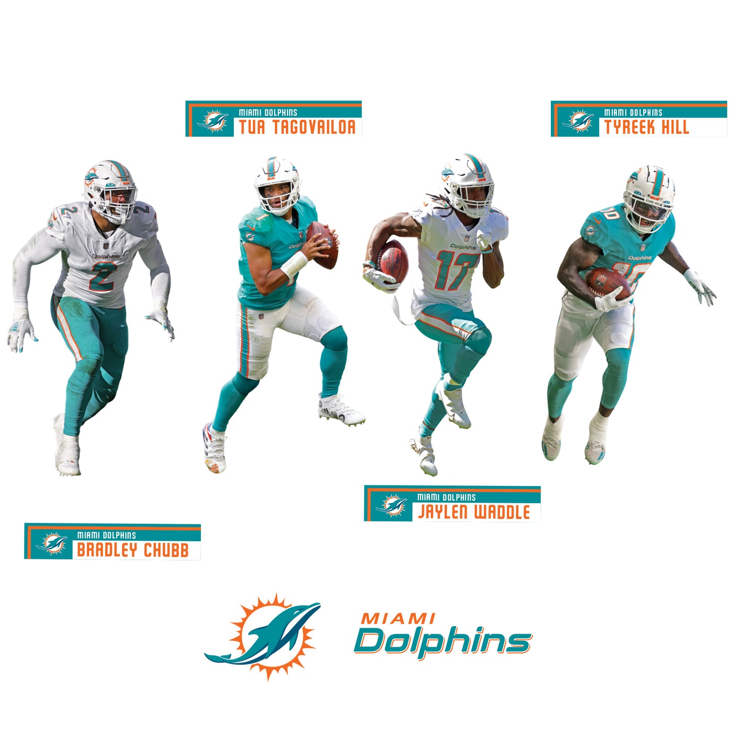 Miami Dolphins - RealBig Team Collection - Official NFL - Reusable Vinyl Wall Decals