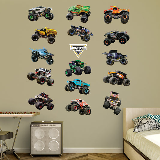 Trucks  Collection        - Officially Licensed Monster Jam Removable     Adhesive Decal
