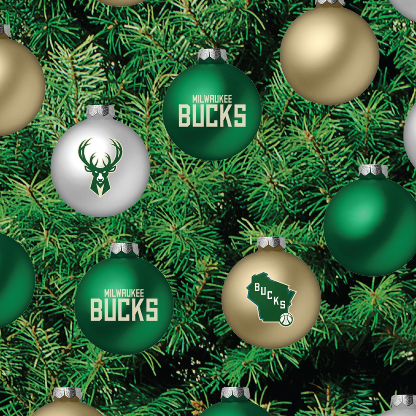 Milwaukee Bucks - Decorate Your Own Christmas Tree - Official NBA - Reusable Vinyl Wall Decals