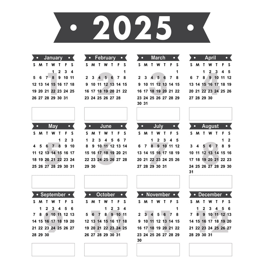 Ribbon - Calendar 2025 - Reusable Vinyl Wall Decal