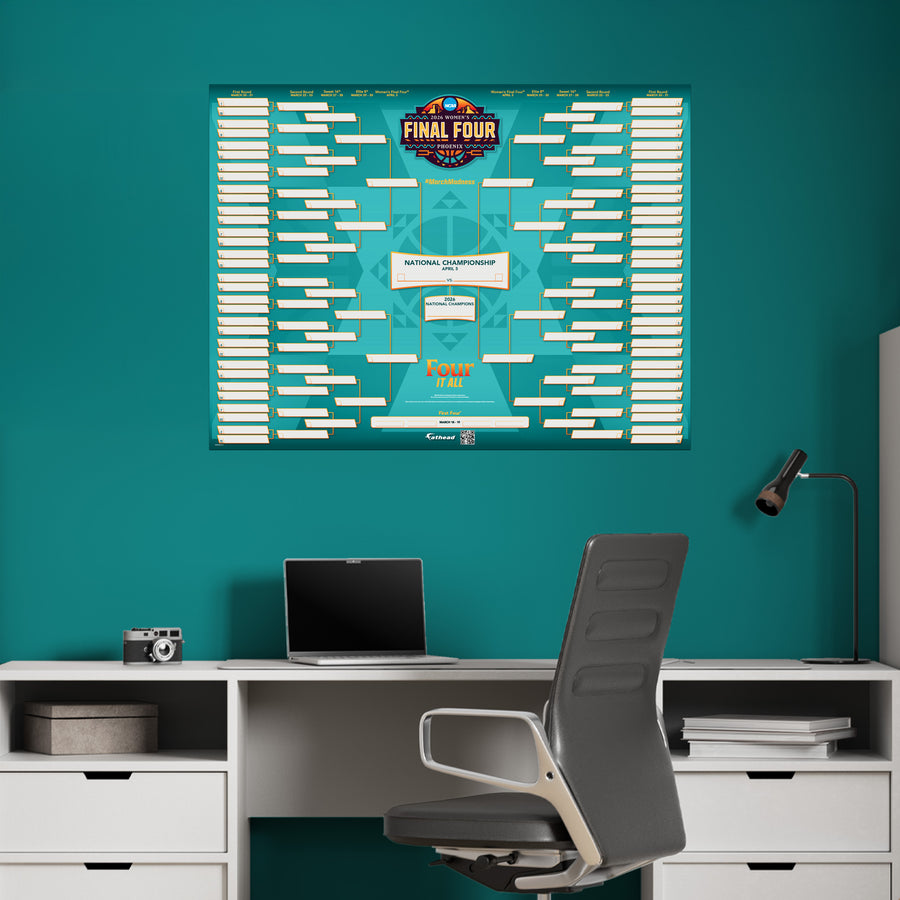 2026 Women's Basketball Tournament - Dry Erase Bracket - Official NCAA - Reusable Vinyl Wall Decal