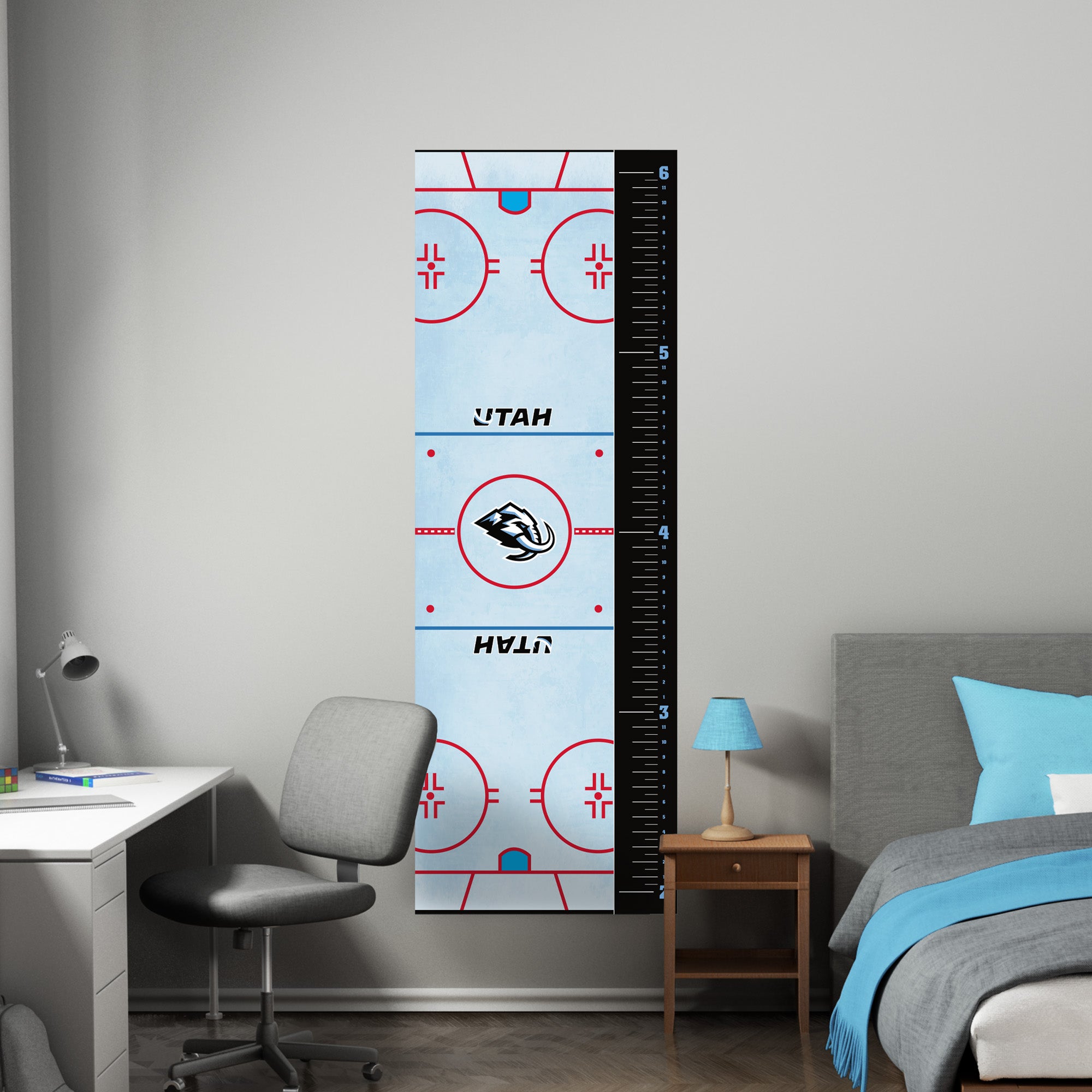 Utah Mammoth Rink Growth Chart Official NHL Reusable Vinyl Wal