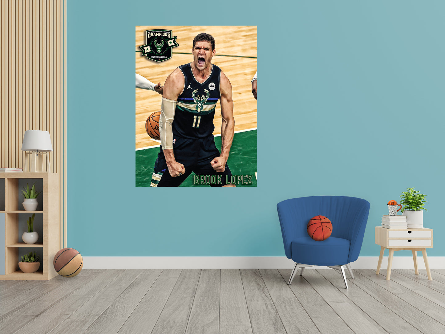 Milwaukee Bucks: Brook Lopez 2021 Finals Celebration Mural        - Officially Licensed NBA Removable Wall   Adhesive Decal