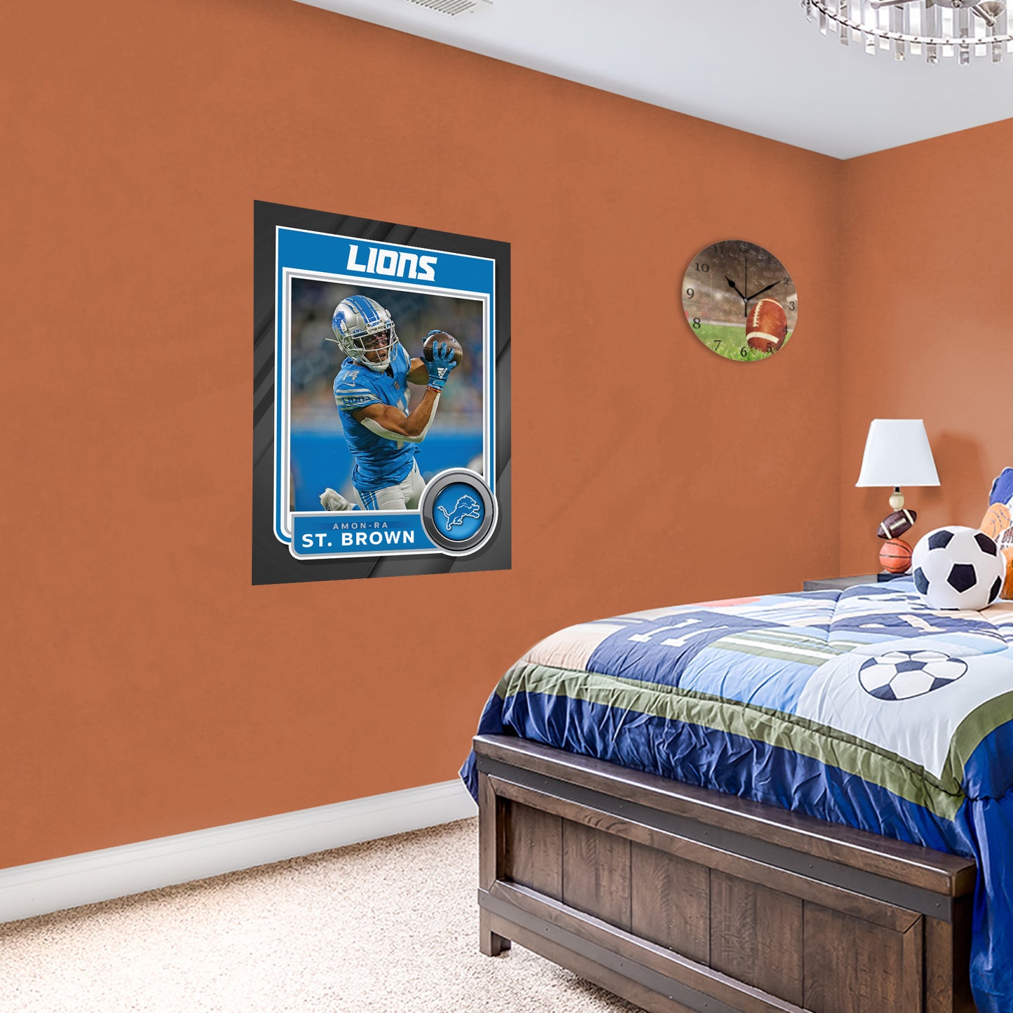 Detroit Lions: Amon-Ra St. Brown Poster - Officially Licensed NFL Removable Adhesive Decal