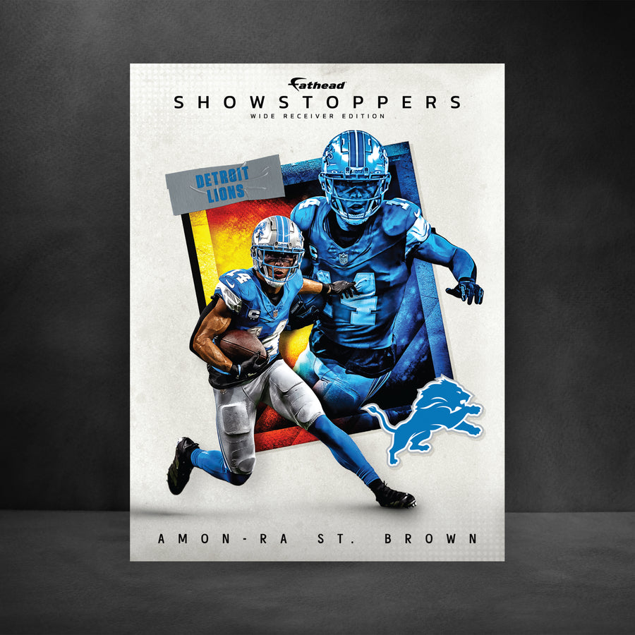 Amon-Ra St. Brown - Showstopper Peel & Stick Poster - Official NFL - Detroit Lions - Reusable Vinyl Wall Decal