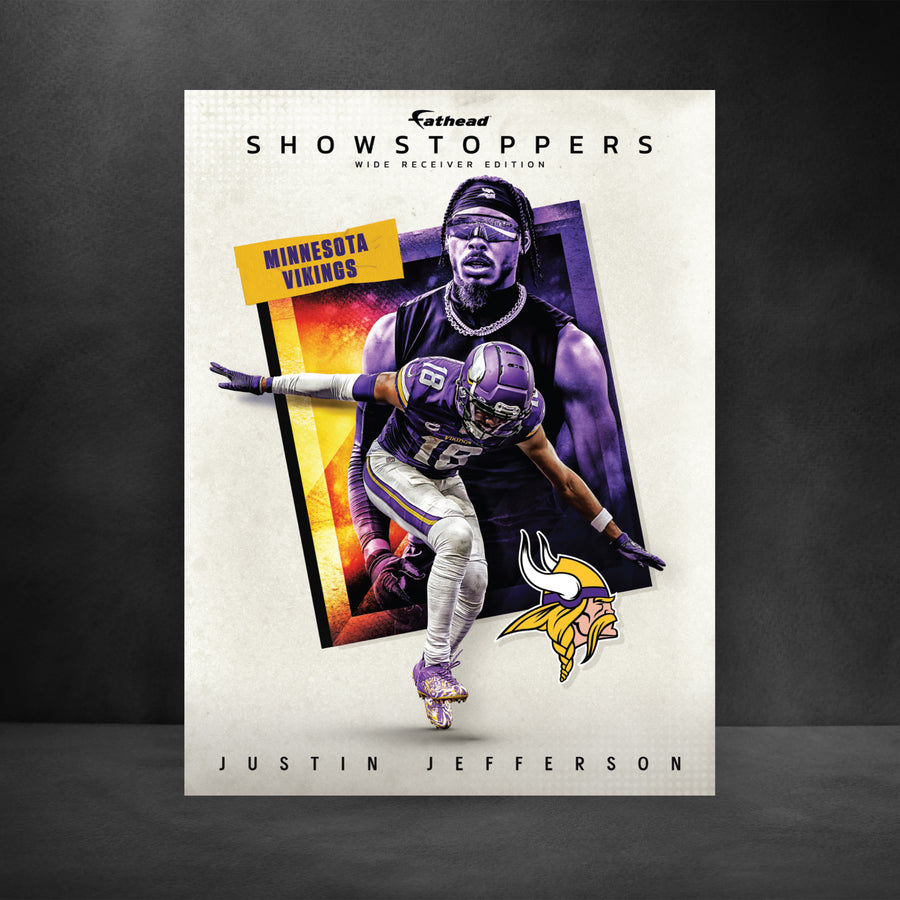 Justin Jefferson - Showstopper Peel & Stick Poster - Official NFL - Minnesota Vikings - Reusable Vinyl Wall Decal