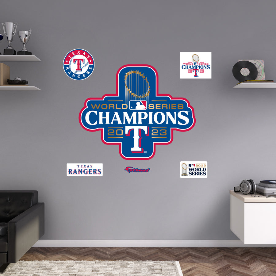 Texas Rangers - RealBig World Series Champions Logo Collection - Official MLB - Reusable Vinyl Wall Decals