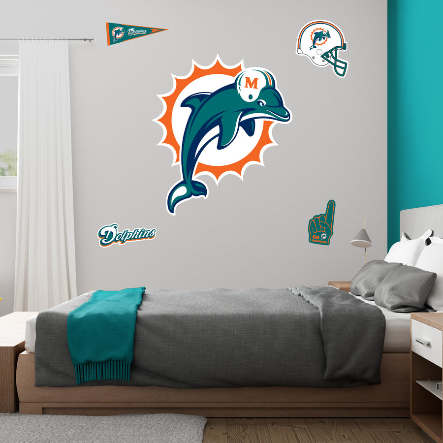 Miami Dolphins - RealBig Classic Logo Collection - Official NFL - Reusable Vinyl Wall Decals