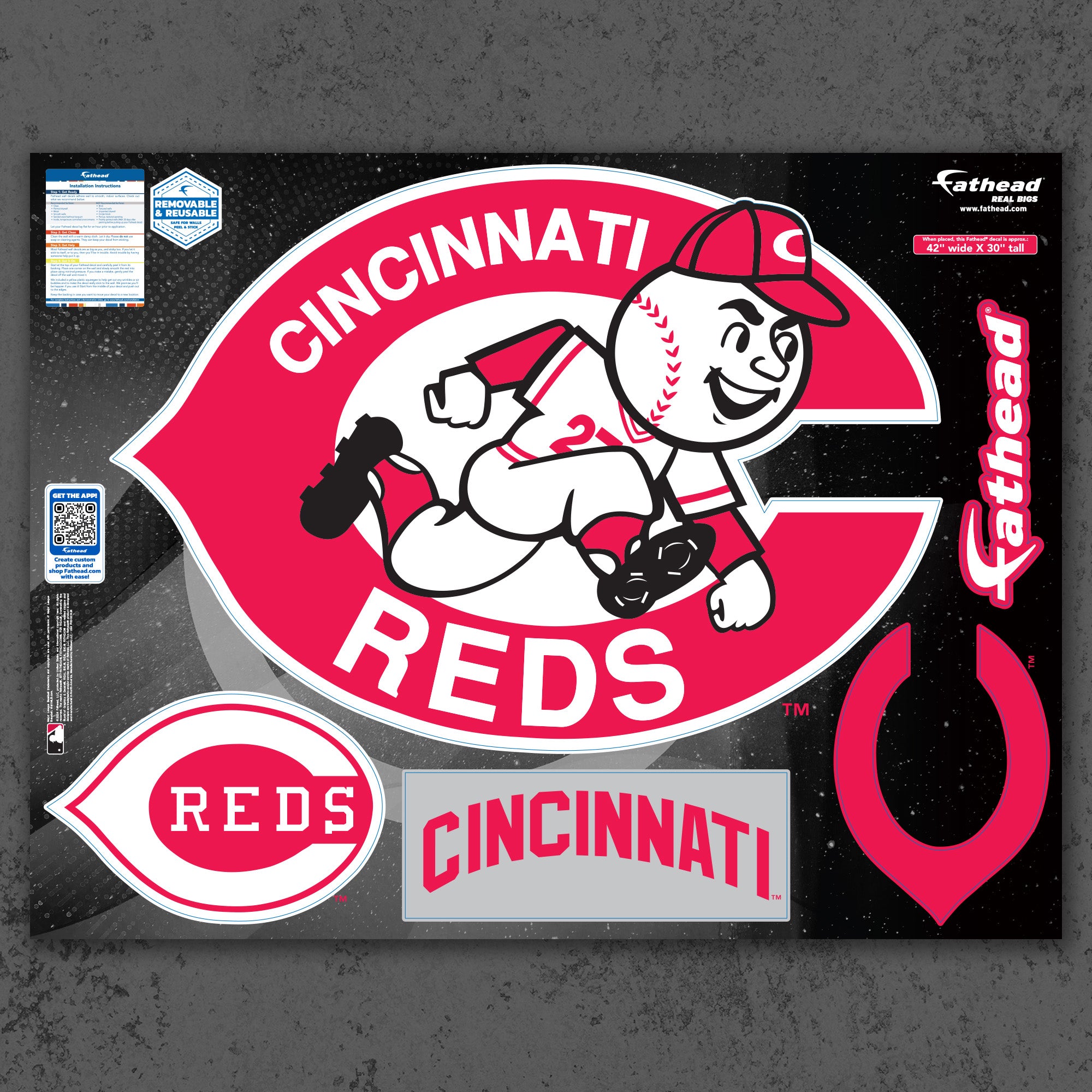Cincinnati Reds - RealBig Classic Logo Collection - Official MLB - Reu ...