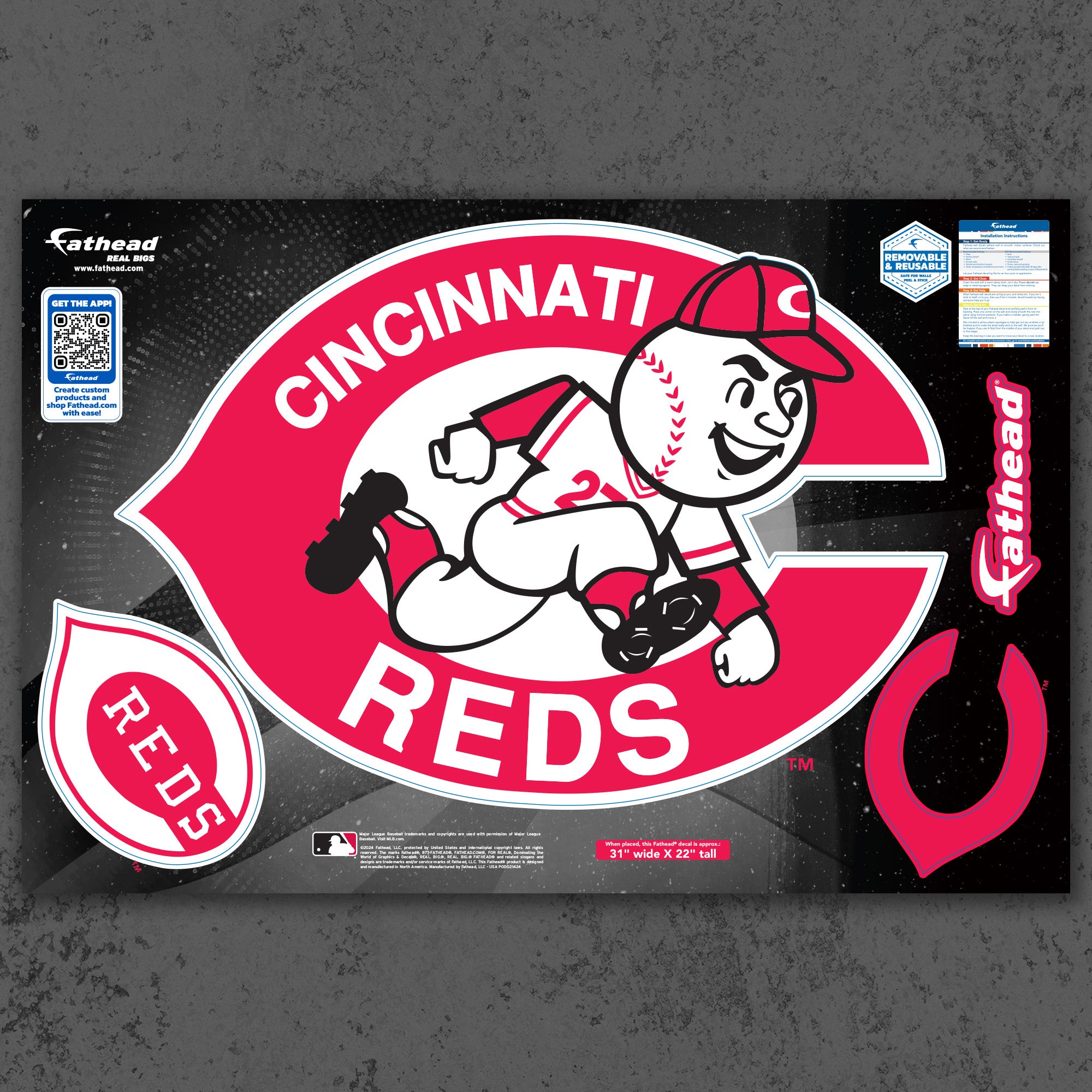 Cincinnati Reds Rug Cincinnati Reds - RealBig Classic Logo Collection - Official MLB - Reu ...