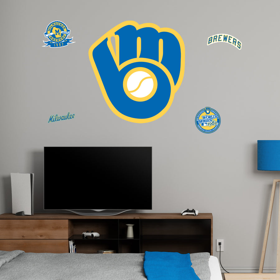 Milwaukee Brewers - RealBig Classic Logo Collection - Official MLB - Reusable Vinyl Wall Decals