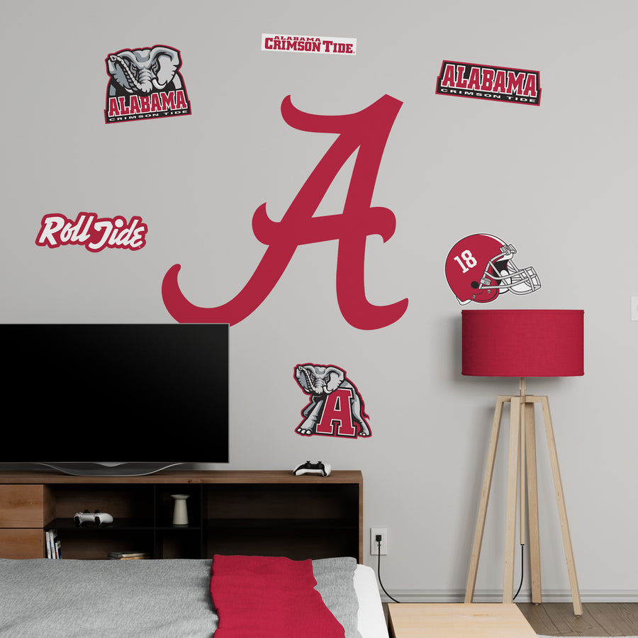 Alabama Crimson Tide - RealBig 'A' Logo Collection - Official NCAA - Reusable Vinyl Wall Decals