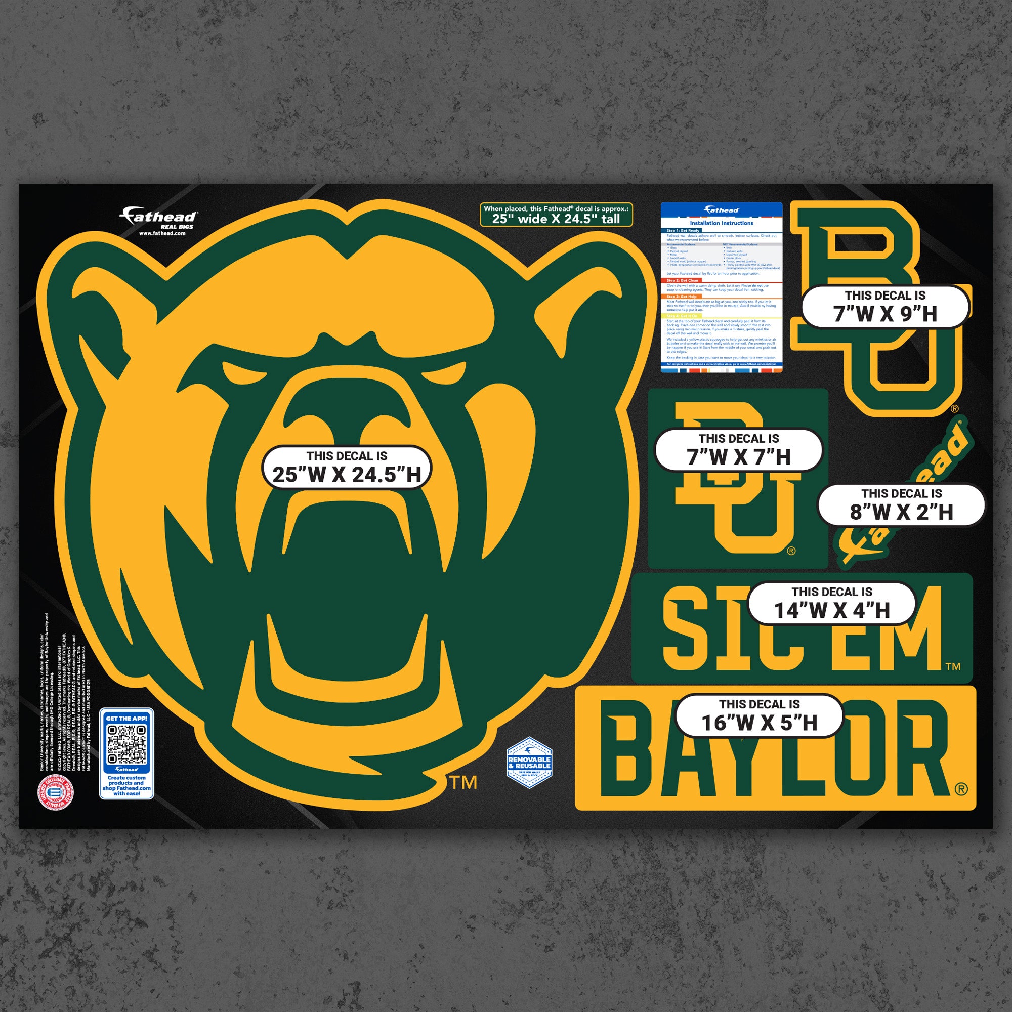 Baylor Bears - RealBig Bear Head Logo Collection - Official NCAA - Reu ...