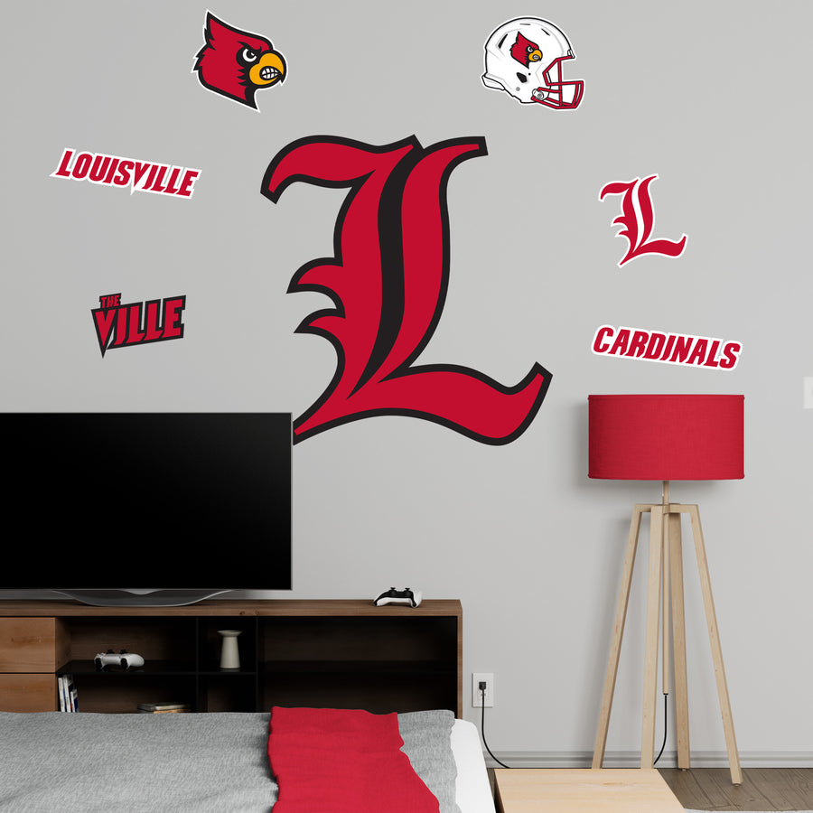Louisville Cardinals - RealBig L Logo Collection - Official NCAA - Reusable Vinyl Wall Decals