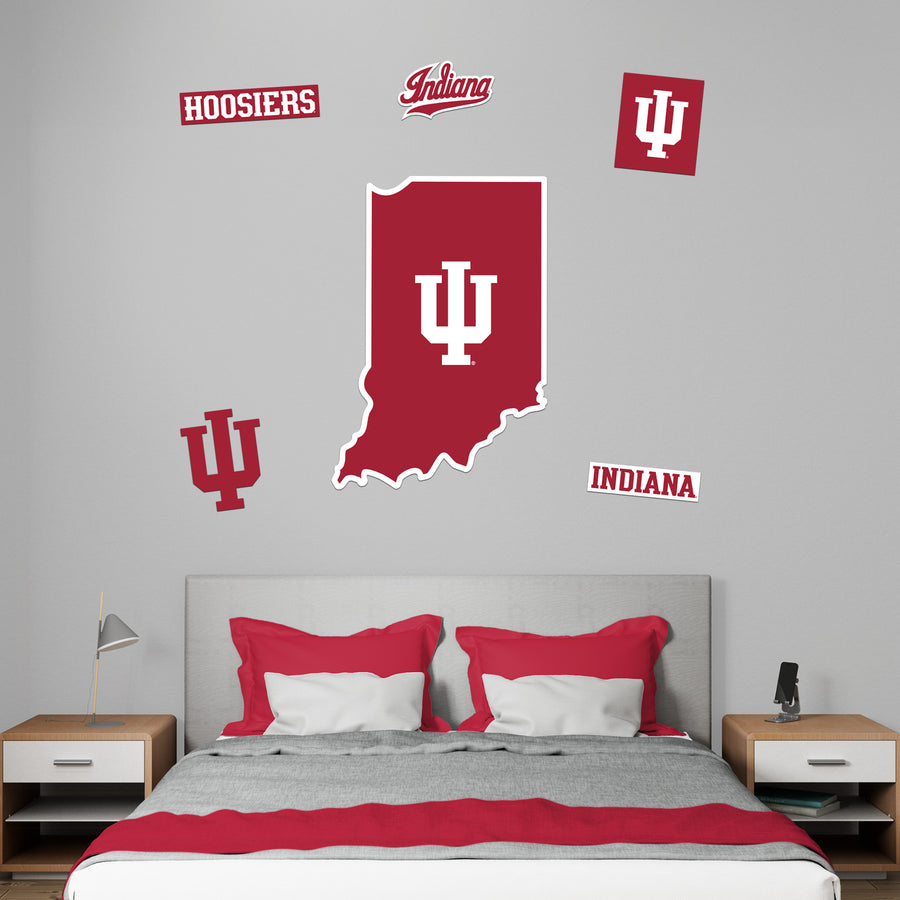Indiana Hoosiers - RealBig State of Indiana Logo Collection - Official NCAA - Reusable Vinyl Wall Decals