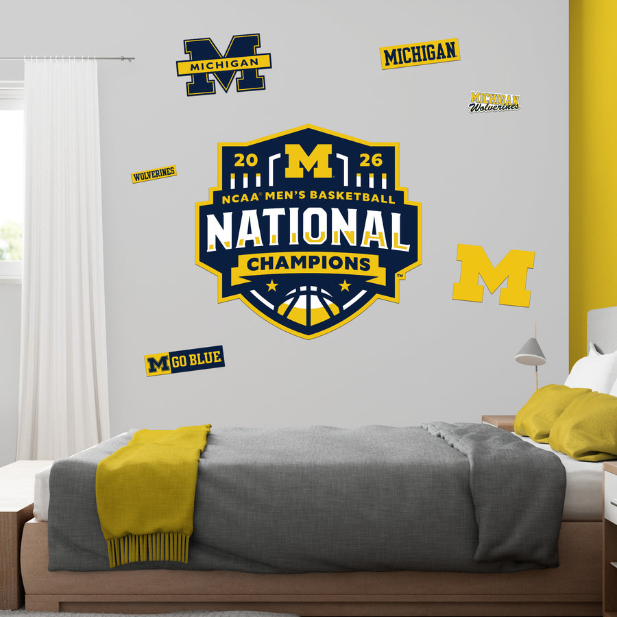Michigan Wolverines - RealBig 2026 Men's Basketball National Champions Logo Collection - Official NCAA - Reusable Vinyl Wall Decals