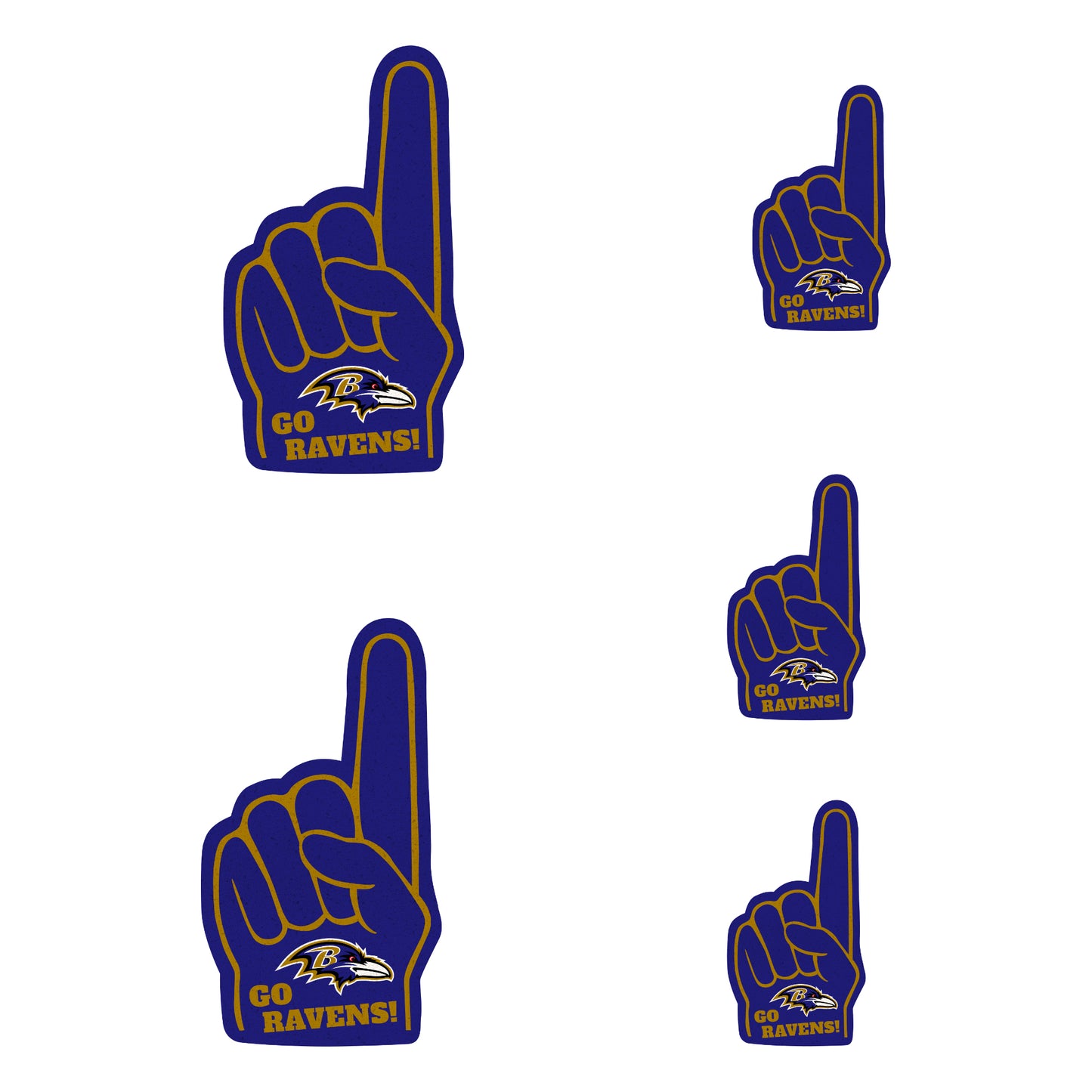 Baltimore Ravens: Foam Finger MINIS - Officially Licensed NFL Removable Adhesive Decal