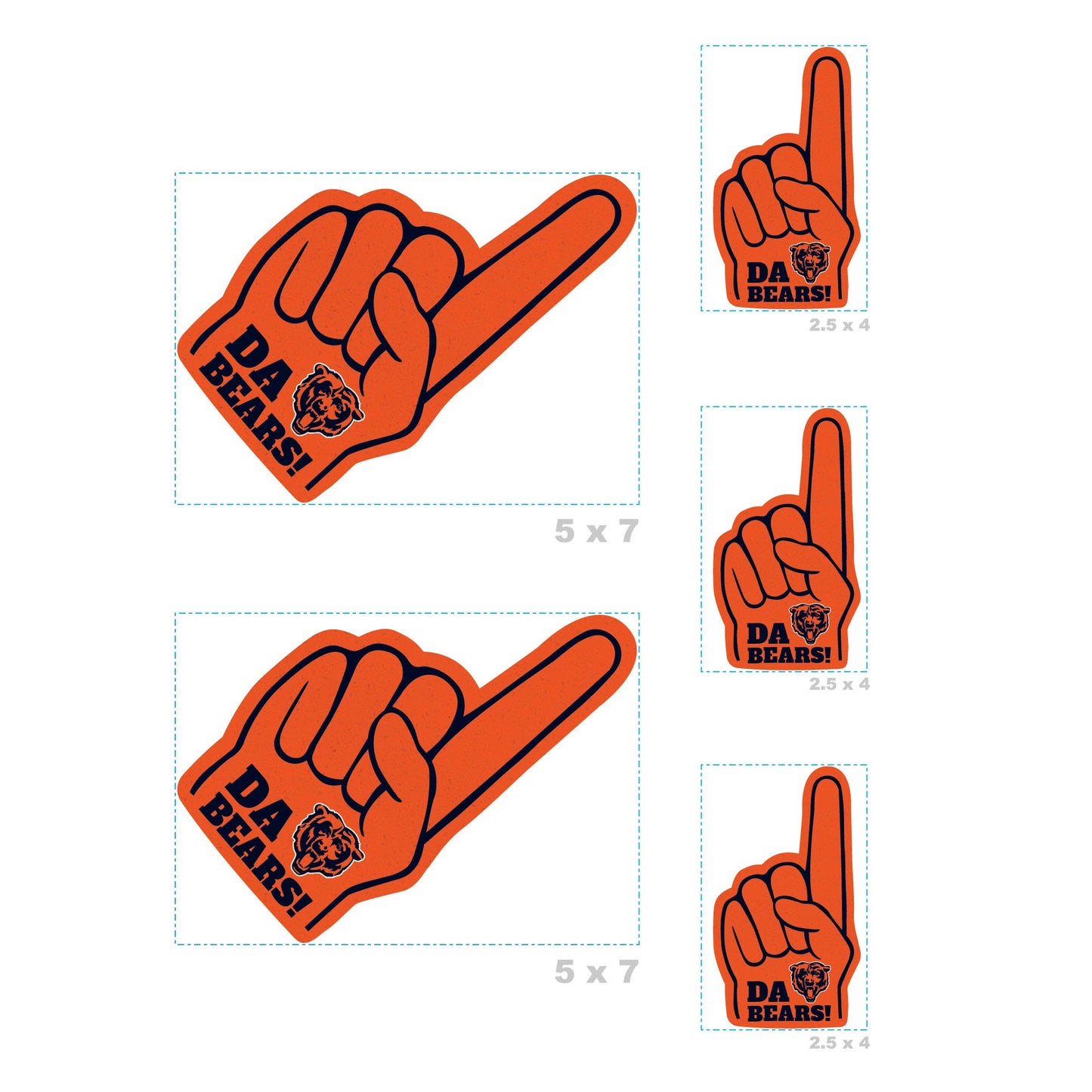 Chicago Bears: Foam Finger MINIS - Officially Licensed NFL Removable Adhesive Decal