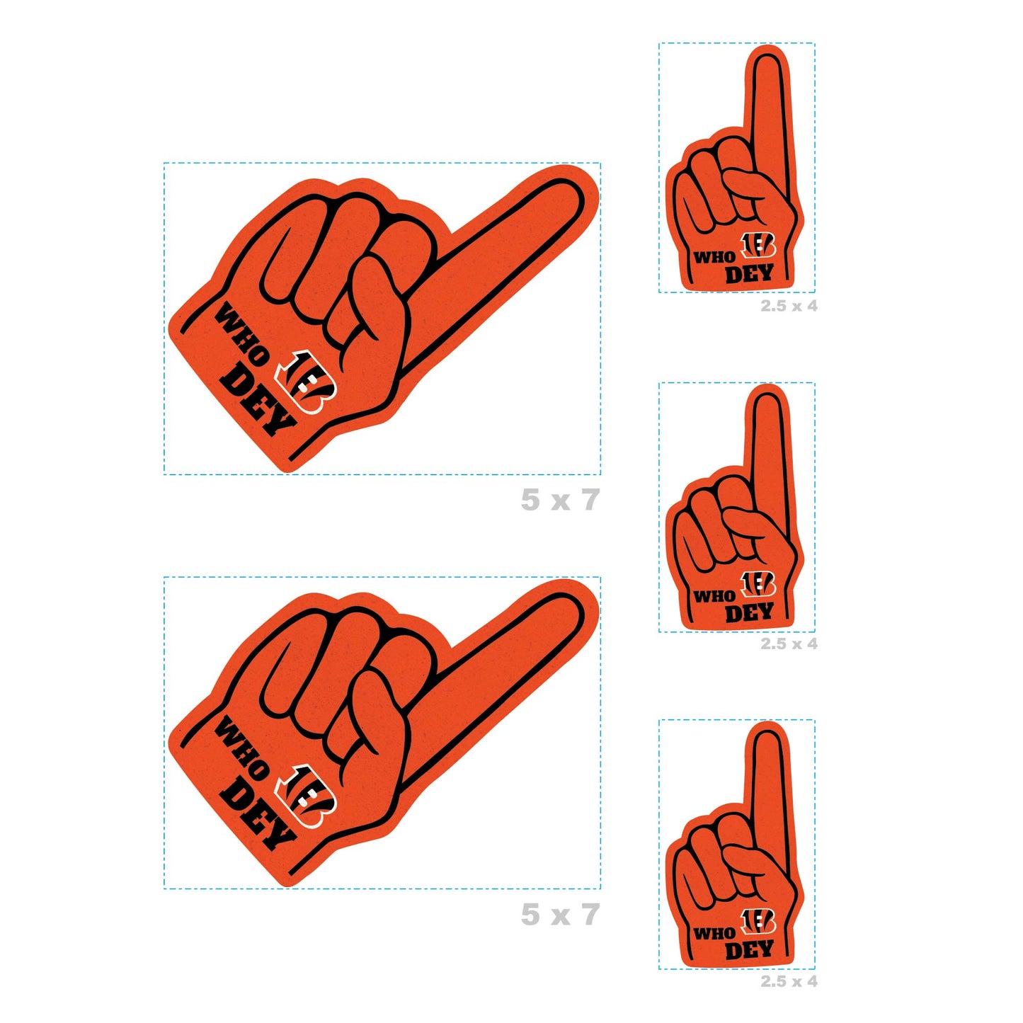 Cincinnati Bengals: Foam Finger MINIS - Officially Licensed NFL Removable Adhesive Decal