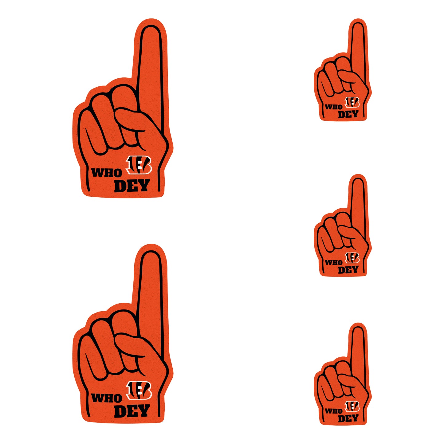 Cincinnati Bengals: Foam Finger MINIS - Officially Licensed NFL Removable Adhesive Decal