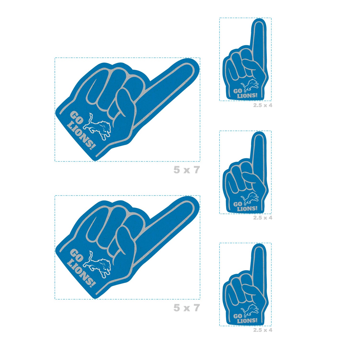 Detroit Lions: Foam Finger MINIS - Officially Licensed NFL Removable Adhesive Decal