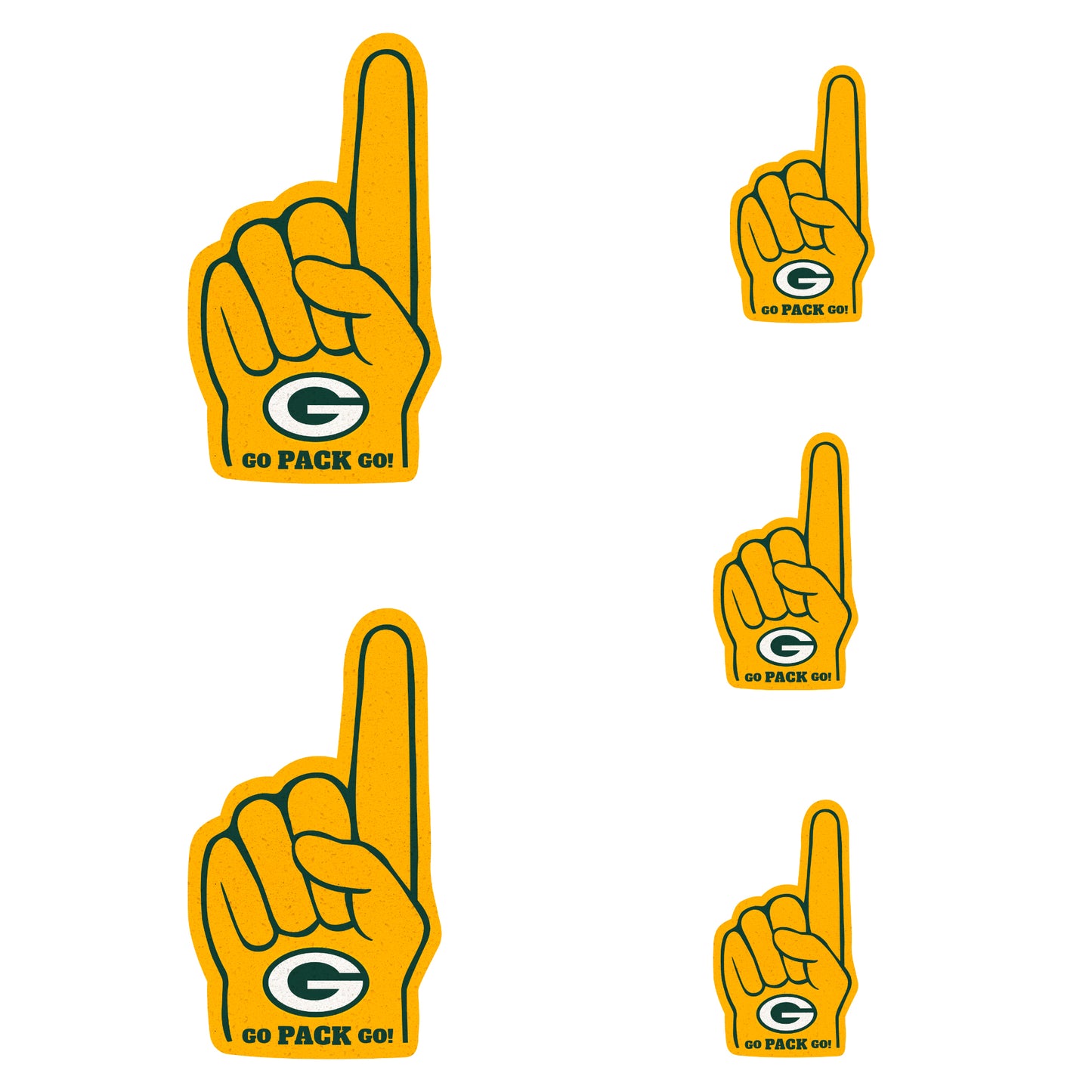 Green Bay Packers: Foam Finger MINIS - Officially Licensed NFL Removable Adhesive Decal