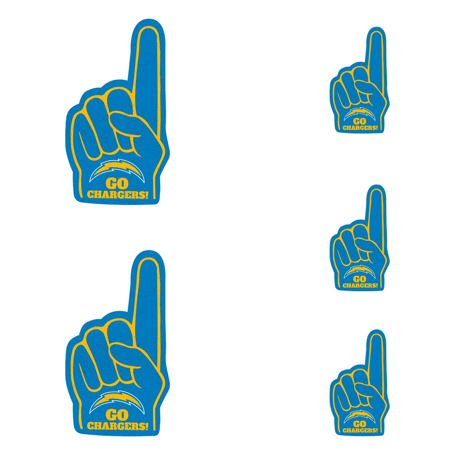 Los Angeles Chargers: Foam Finger MINIS - Officially Licensed NFL Removable Adhesive Decal