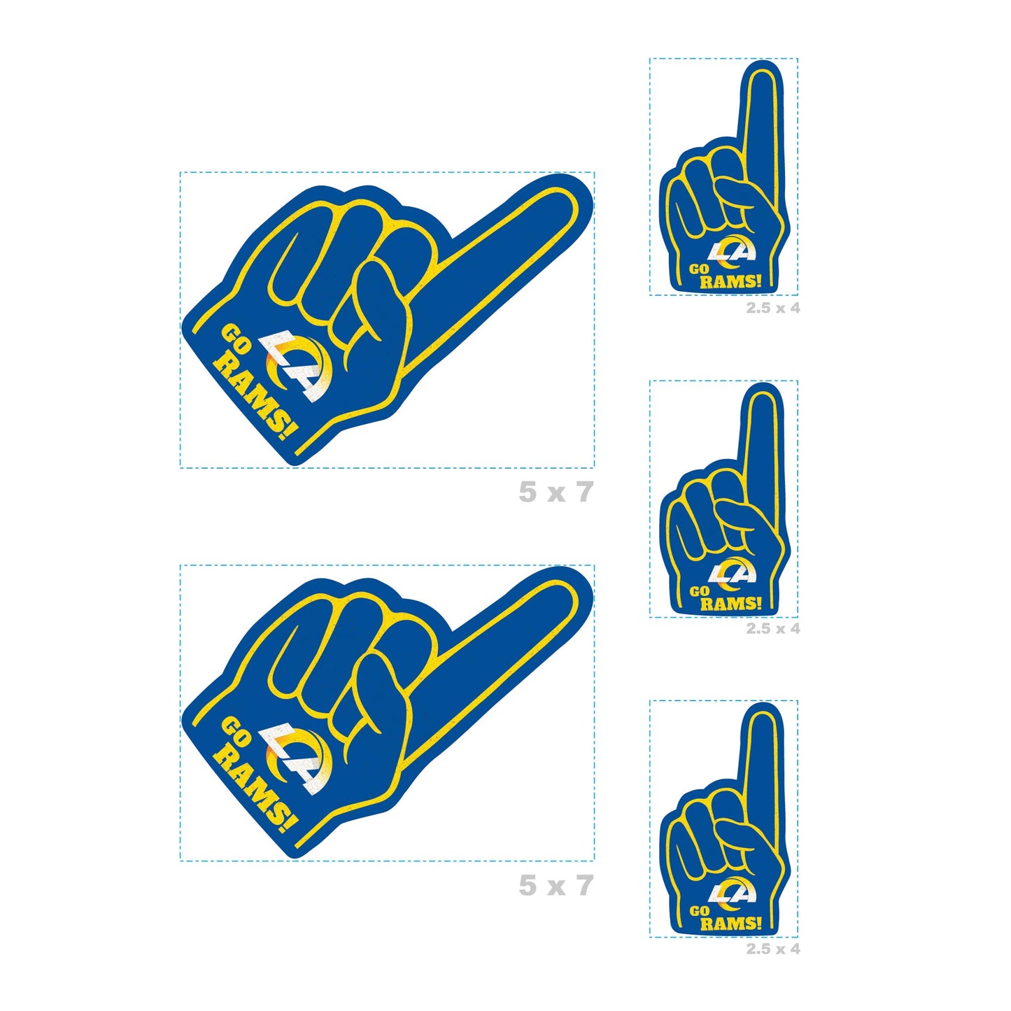 Los Angeles Rams: Foam Finger MINIS - Officially Licensed NFL Removable Adhesive Decal