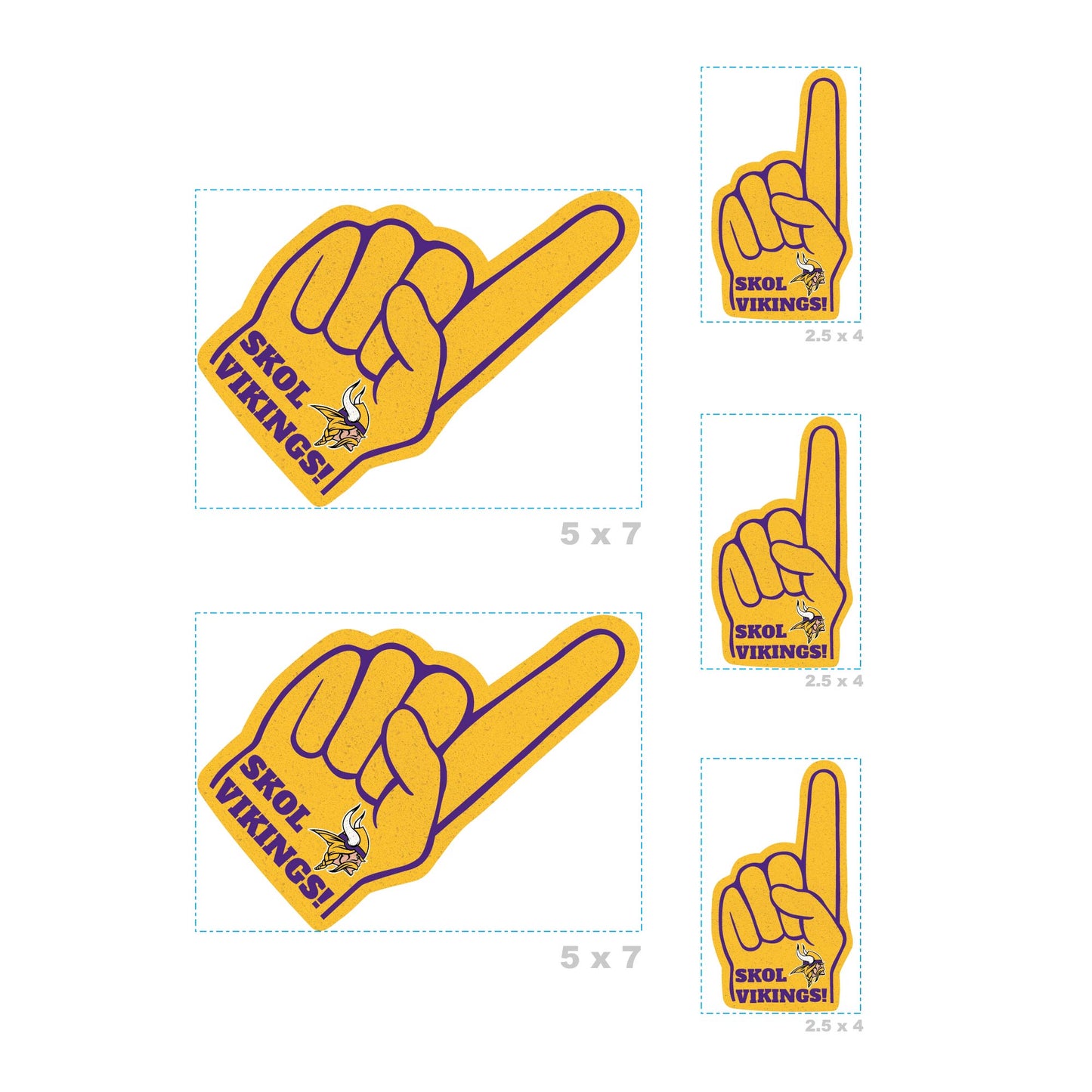Minnesota Vikings: Foam Finger MINIS - Officially Licensed NFL Removable Adhesive Decal