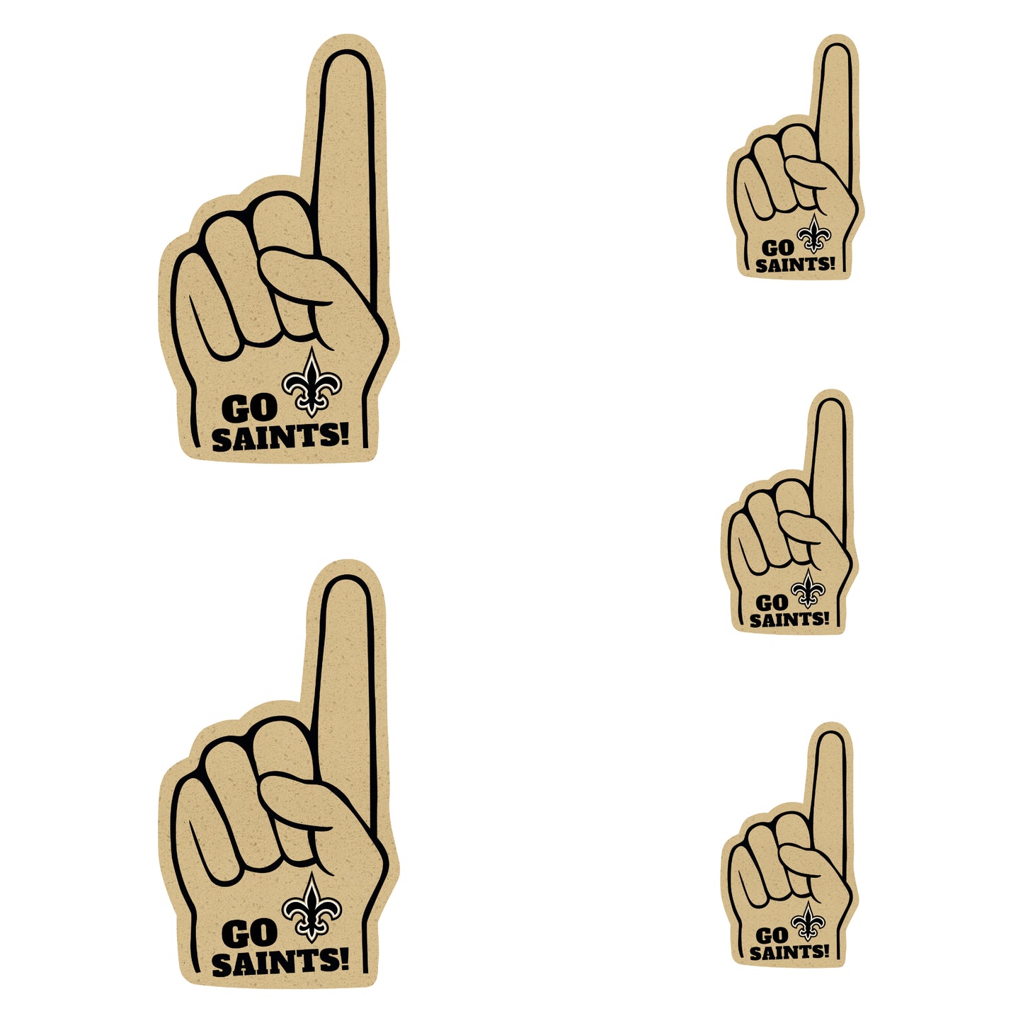 New Orleans Saints: Foam Finger MINIS - Officially Licensed NFL Removable Adhesive Decal