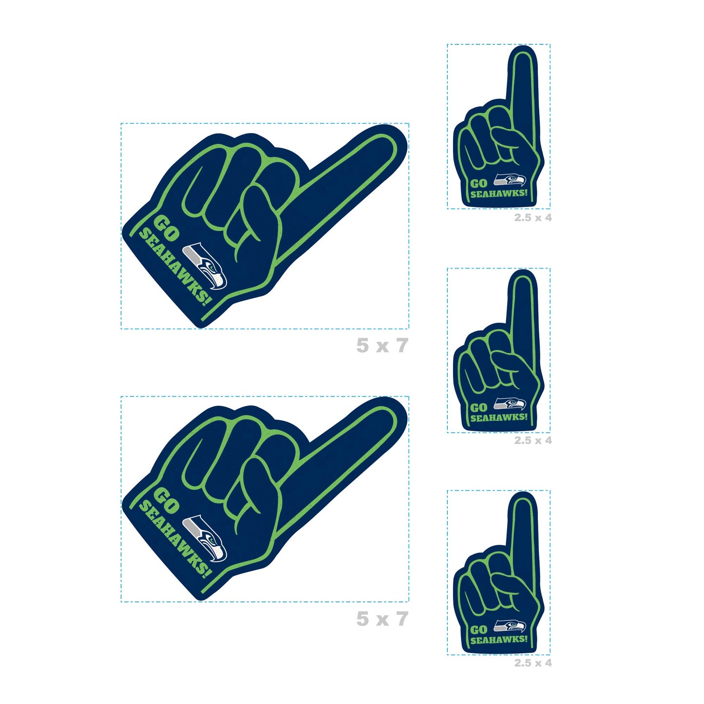 Seattle Seahawks: Foam Finger MINIS - Officially Licensed NFL Removable Adhesive Decal