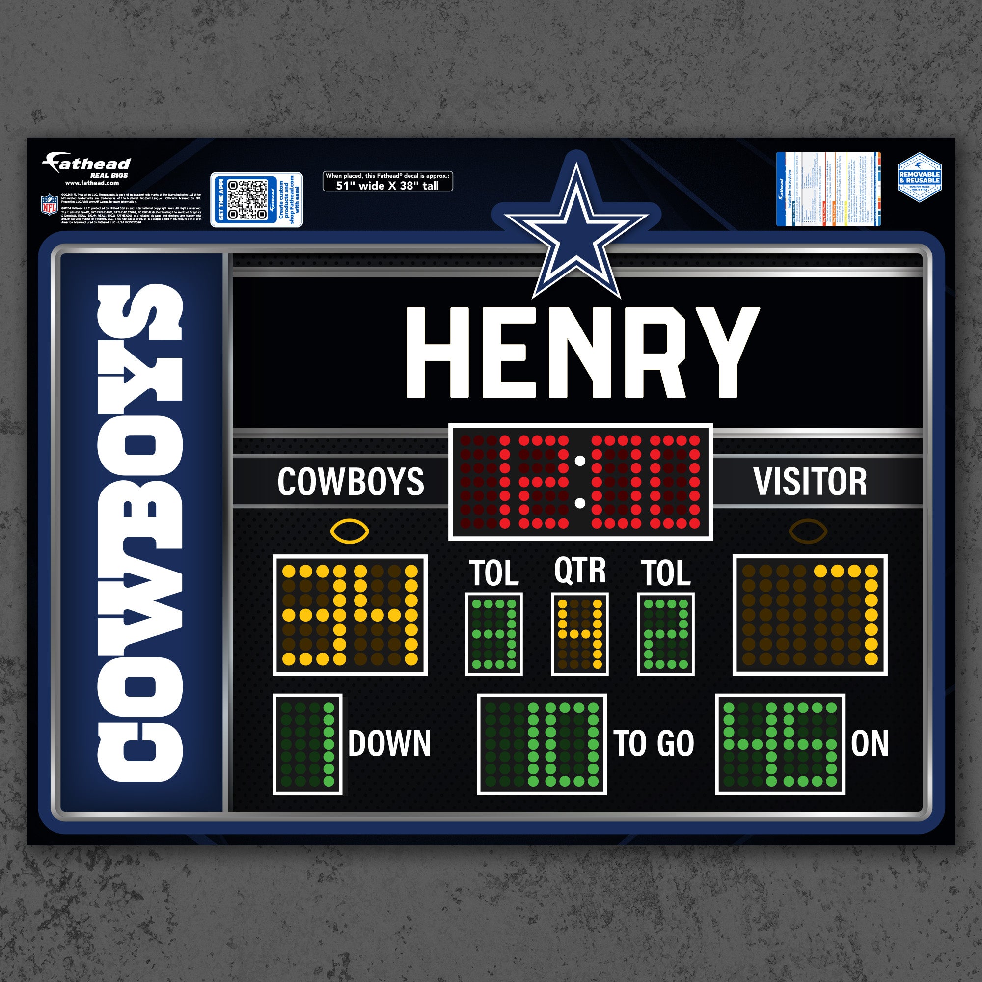 Dallas Cowboys - Scoreboard Graphic - With Personalized Name - Officia ...
