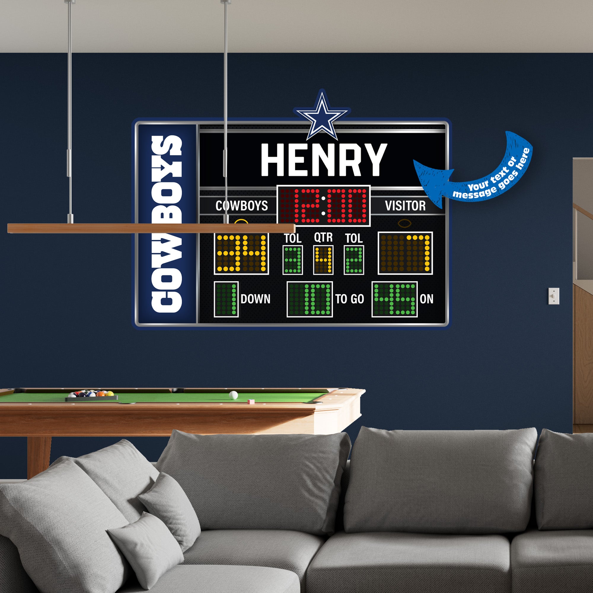 Dallas Cowboys - Scoreboard Graphic - With Personalized Name - Officia ...