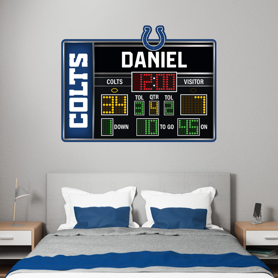Indianapolis Colts - Scoreboard Graphic - With Personalized Name - Official NFL - Reusable Vinyl Wall Decals