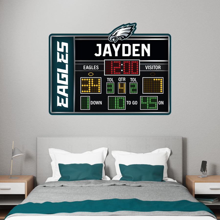 Philadelphia Eagles - Scoreboard Graphic - With Personalized Name - Official NFL - Reusable Vinyl Wall Decals