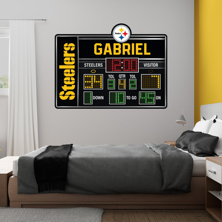 Pittsburgh Steelers - Scoreboard Graphic - With Personalized Name - Official NFL - Reusable Vinyl Wall Decals