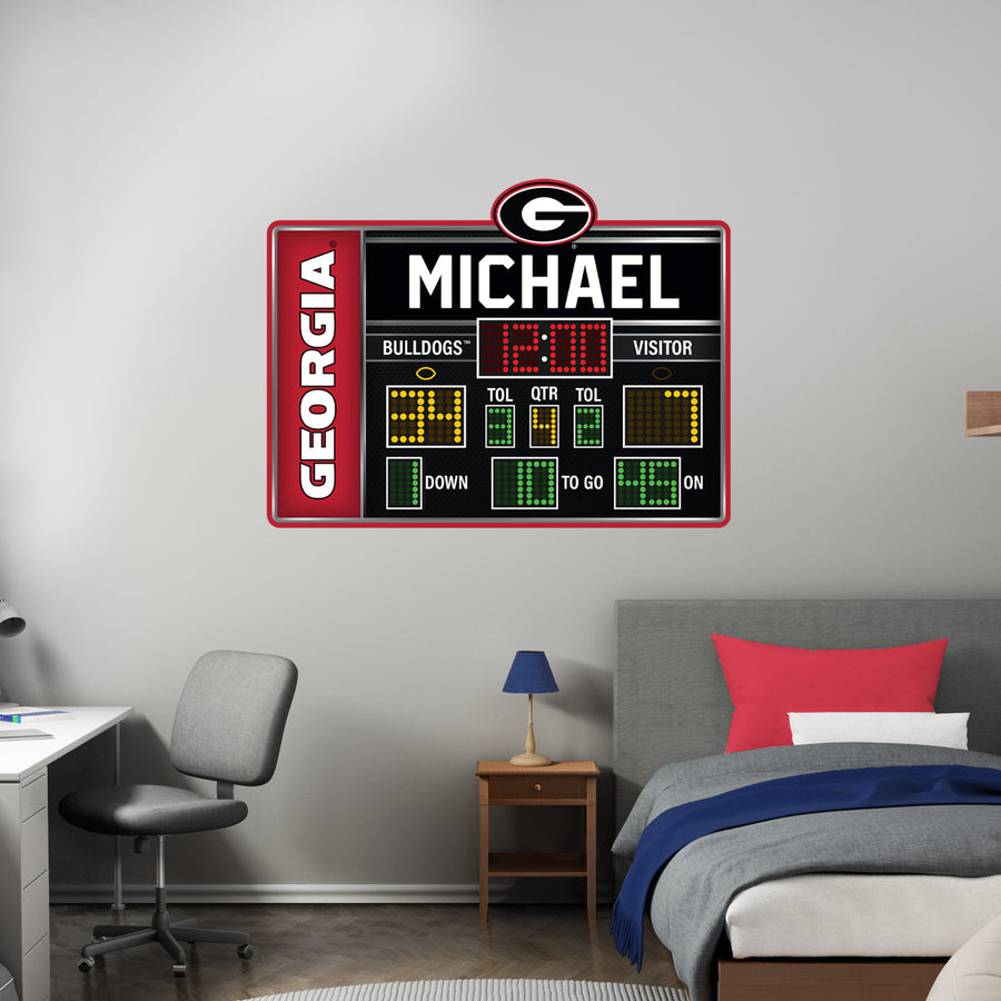Georgia Bulldogs - Scoreboard Graphic - With Personalized Name - Official NCAA - Reusable Vinyl Wall Decal
