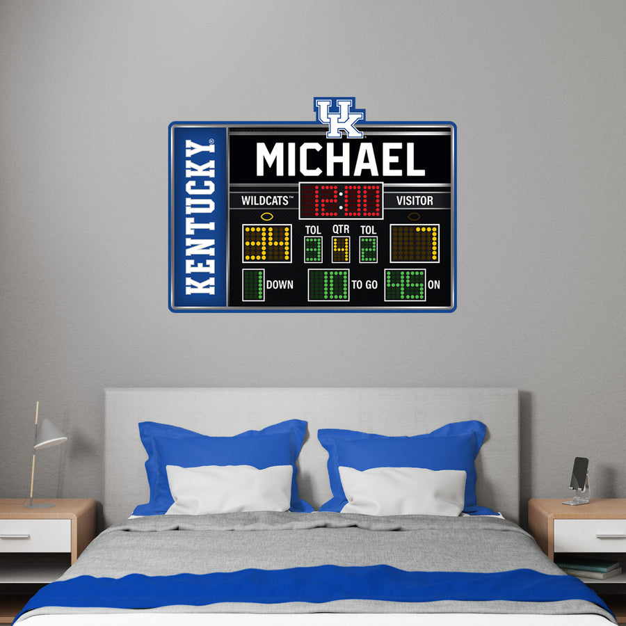 Kentucky Wildcats - Scoreboard Graphic - With Personalized Name - Official NCAA - Reusable Vinyl Wall Decal