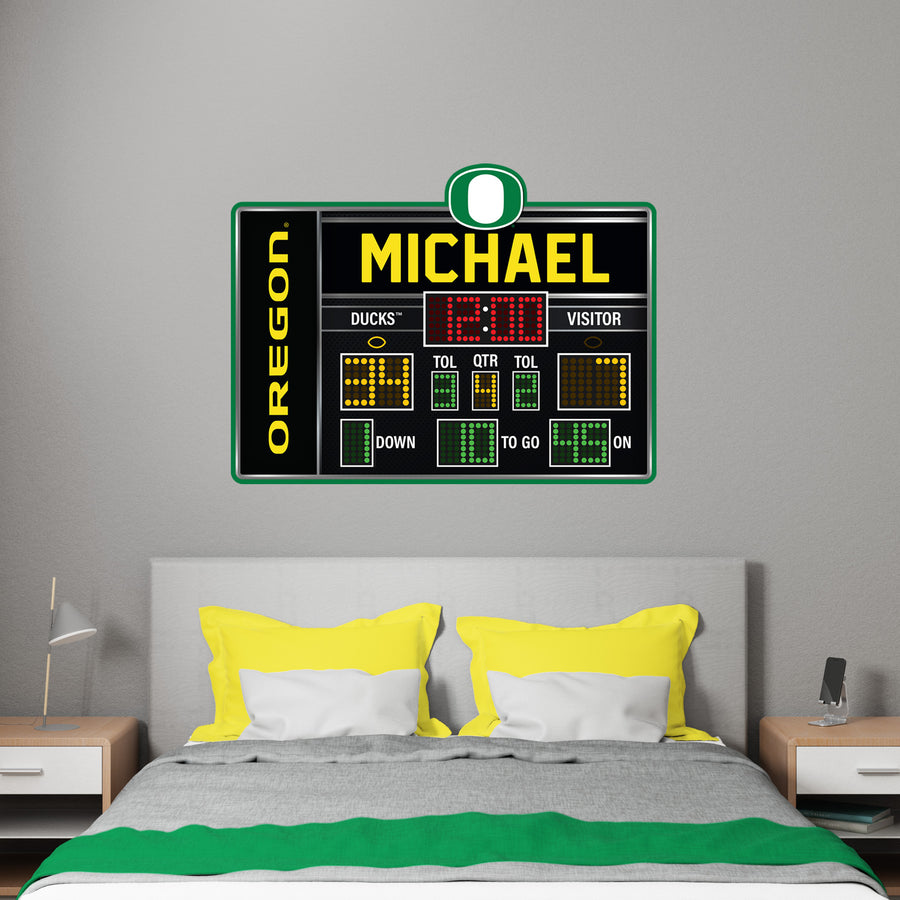 Oregon Ducks - Scoreboard Graphic - With Personalized Name - Official NCAA - Reusable Vinyl Wall Decal