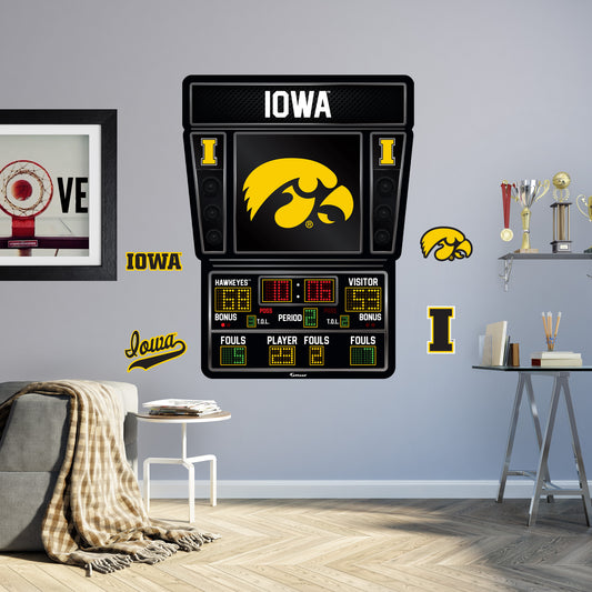 Iowa Hawkeyes:   Basketball Scoreboard        - Officially Licensed NCAA Removable     Adhesive Decal