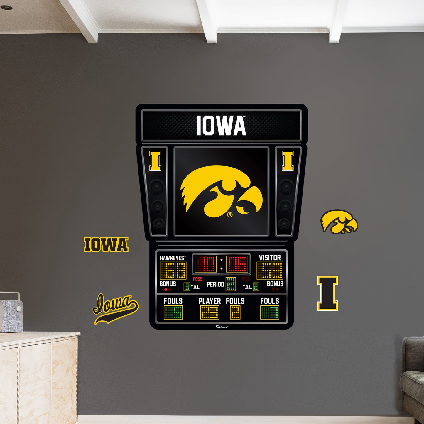 Iowa Hawkeyes:  2023 Basketball Scoreboard        - Officially Licensed NCAA Removable     Adhesive Decal