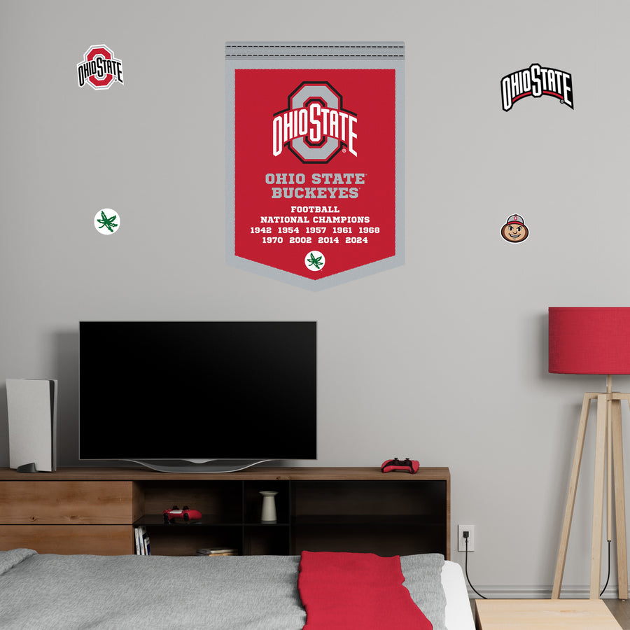 Football National Championships - Banner - Official NCAA - Ohio State Buckeyes - Reusable Vinyl Wall Decals