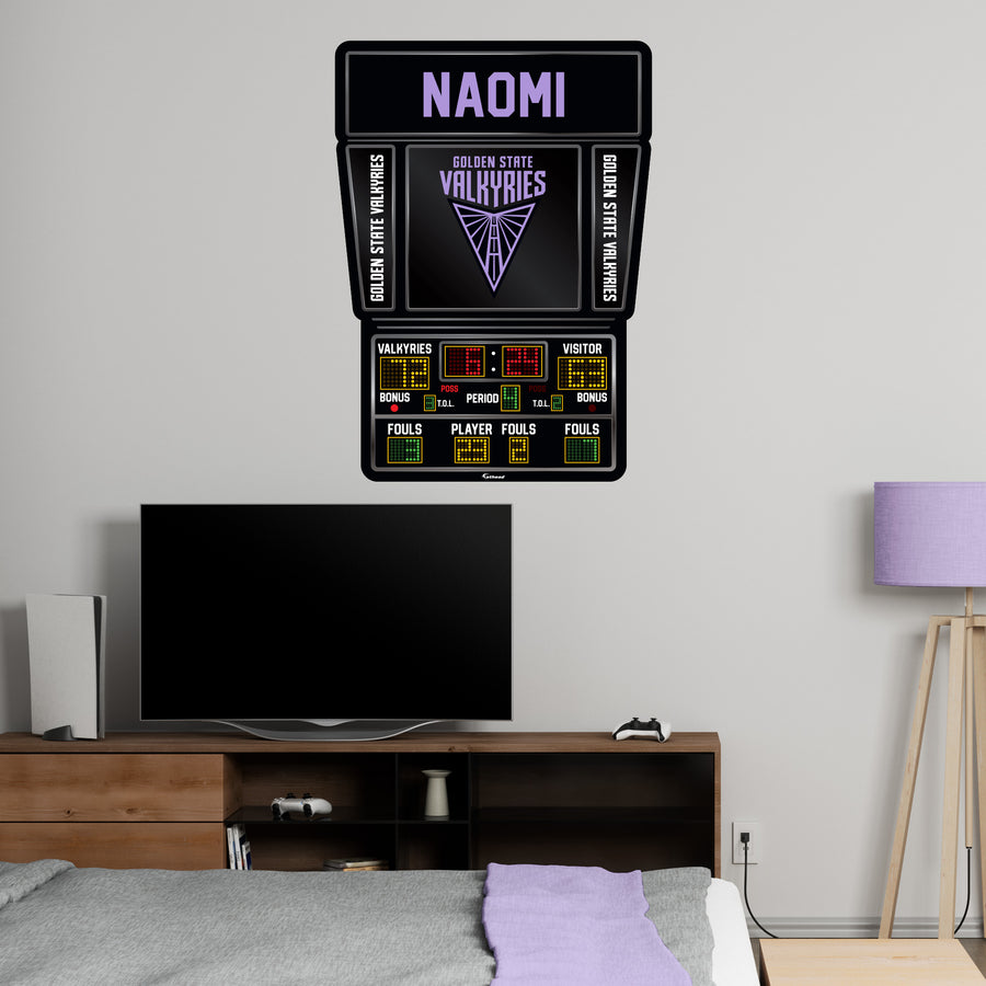 Golden State Valkyries - Scoreboard Graphic - With Personalized Name - Official WNBA - Reusable Vinyl Wall Decal