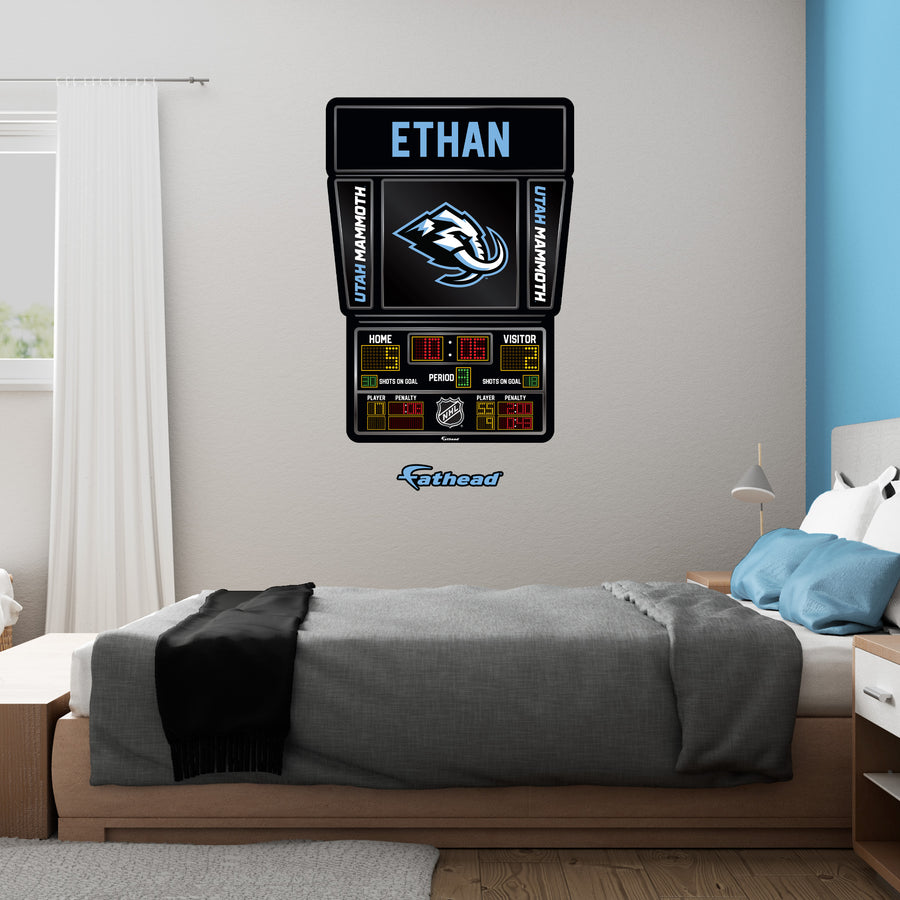 Utah Mammoth - Scoreboard Graphic - With Personalized Name - Official NHL - Reusable Vinyl Wall Decals