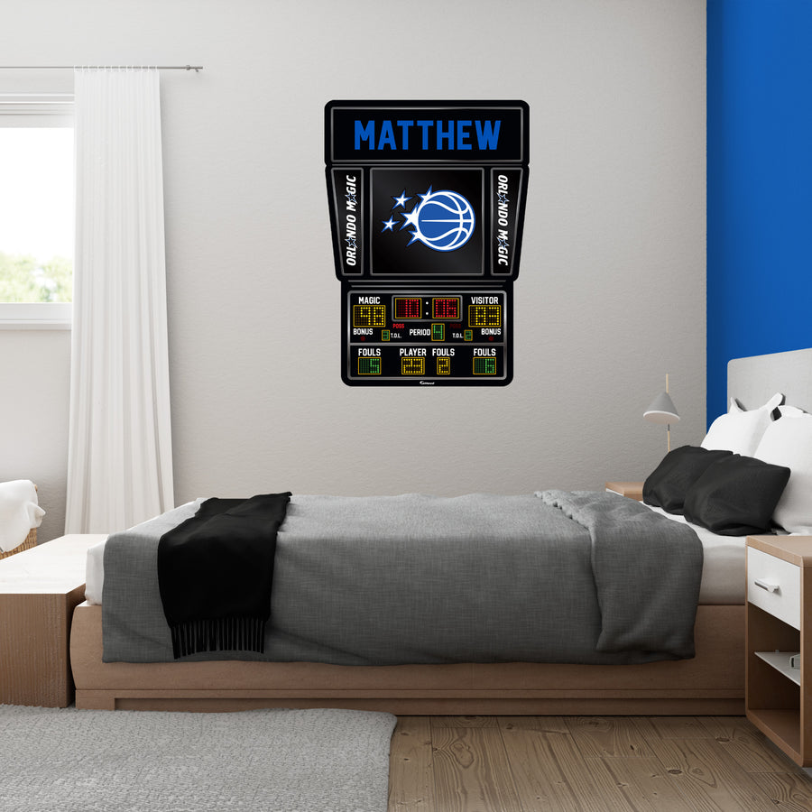 Orlando Magic - Scoreboard Graphic - With Personalized Name - Official NBA - Reusable Vinyl Wall Decal