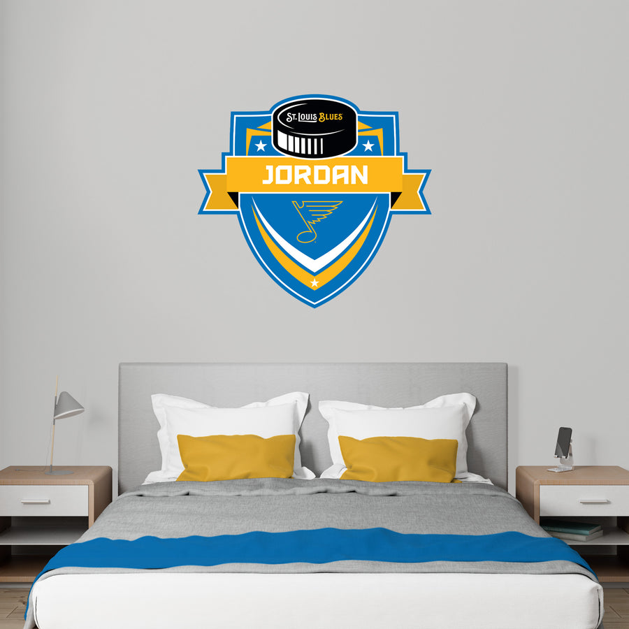 St. Louis Blues - Badge - With Personalized Name - Official NHL - Reusable Vinyl Wall Decal